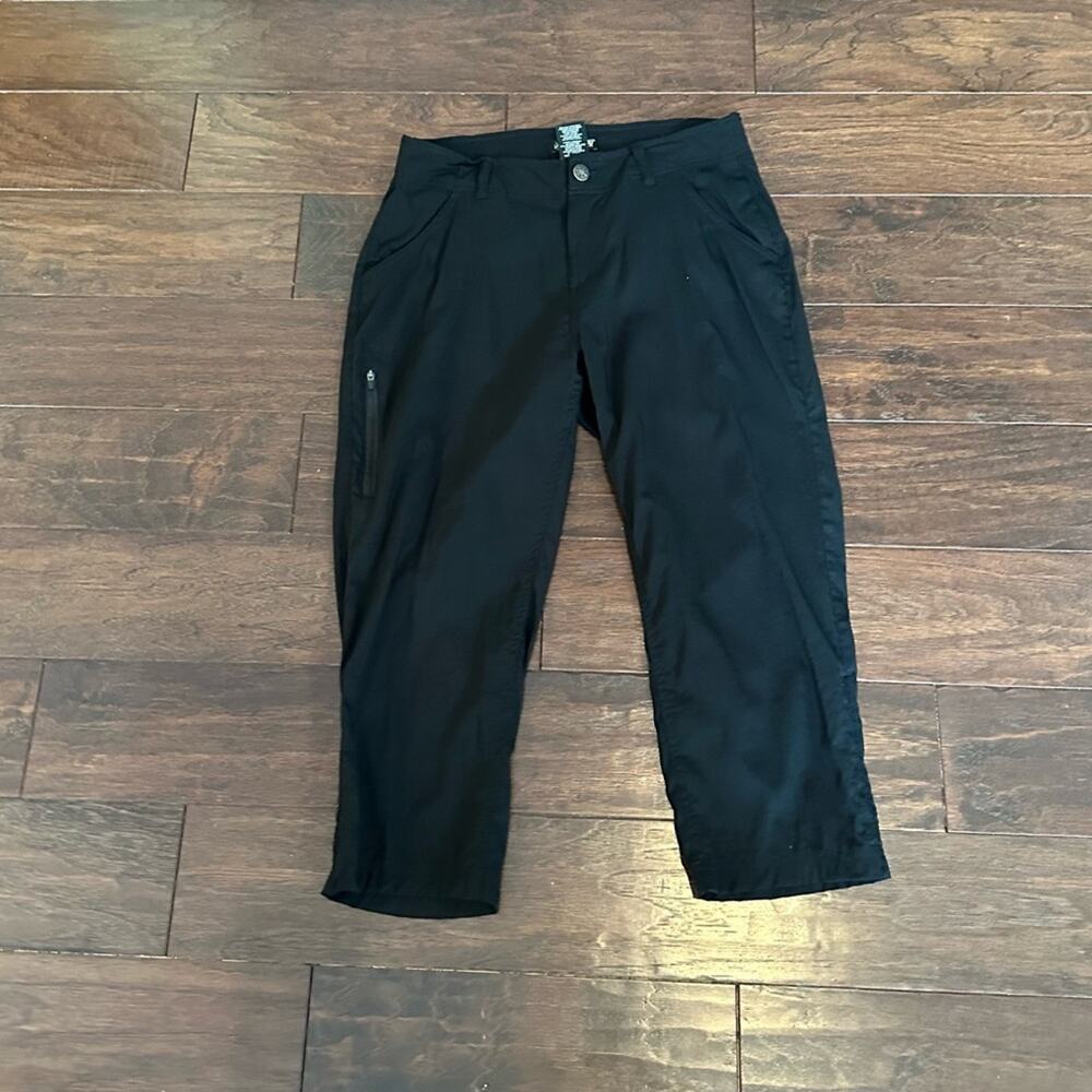 Khombu Small Solid Black High Rise Stretch Capri … - image 3